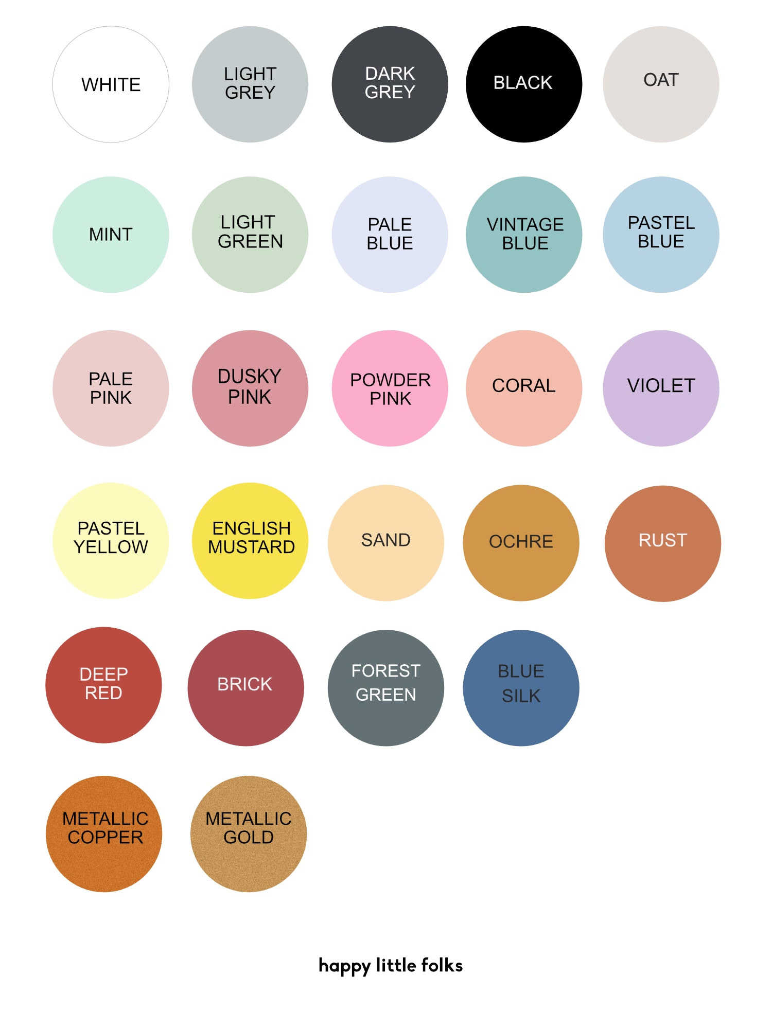 Happy Little Folks Colour Chart