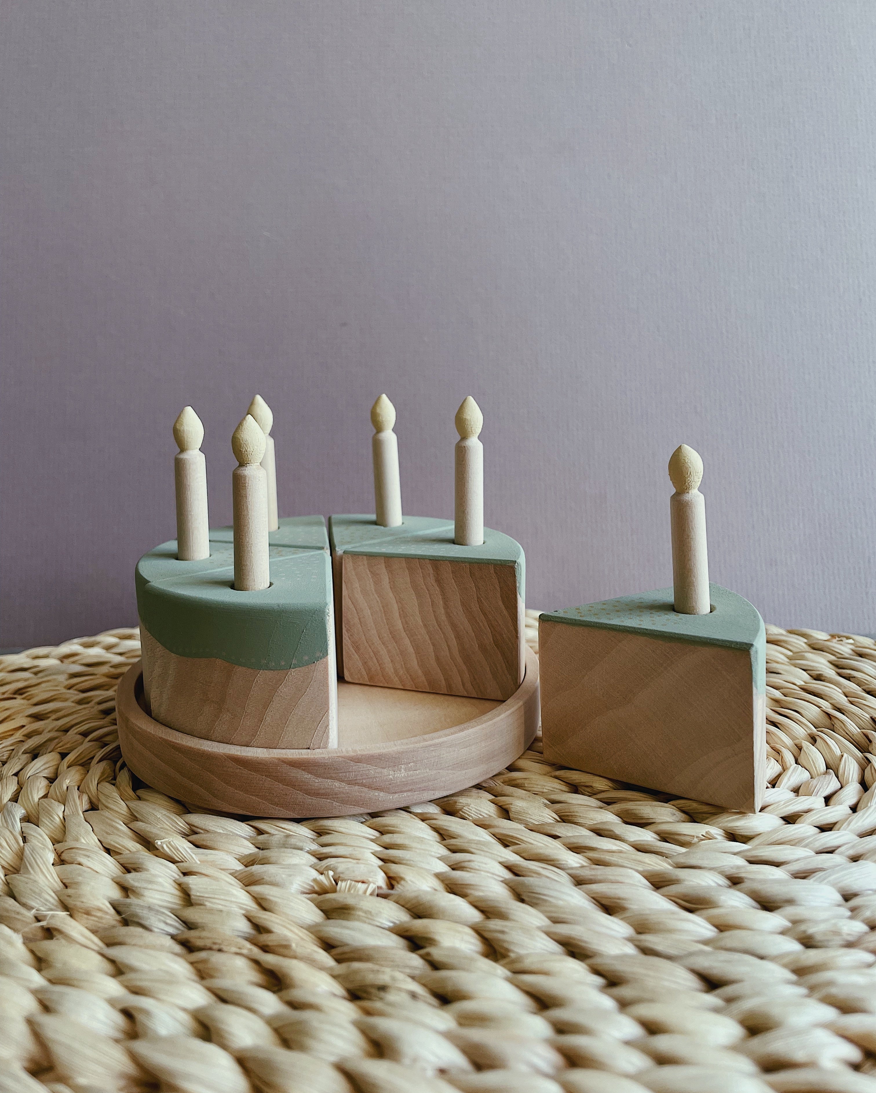 Wooden handmade birthday cake toy