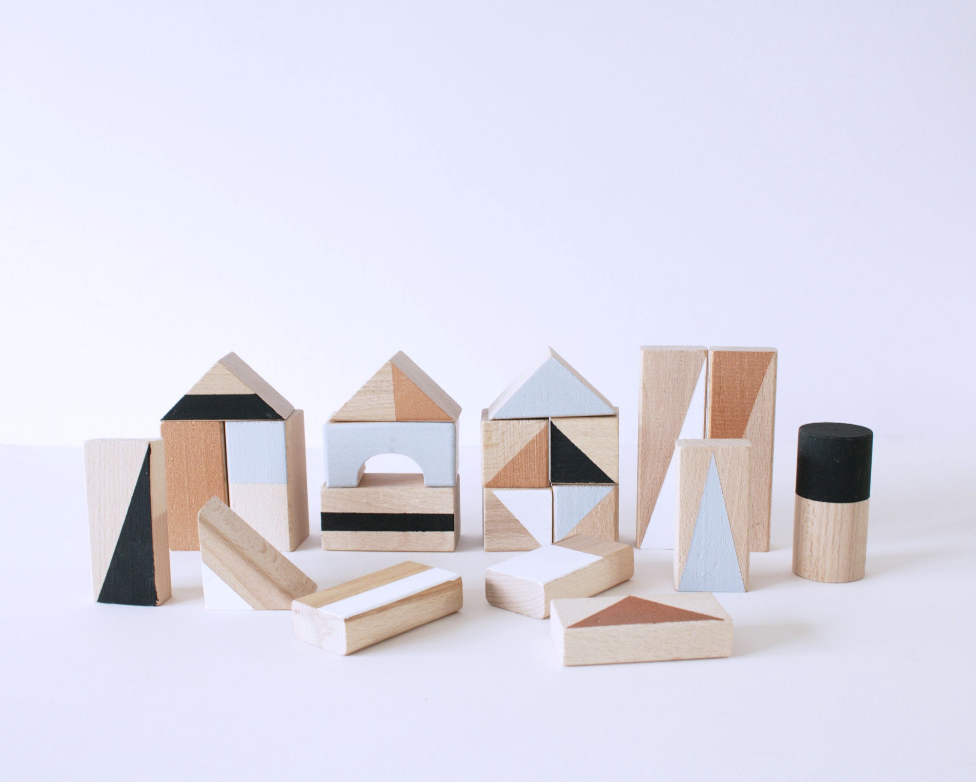 Wooden building blocks - Copper & Monochrome - Happy Little Folks