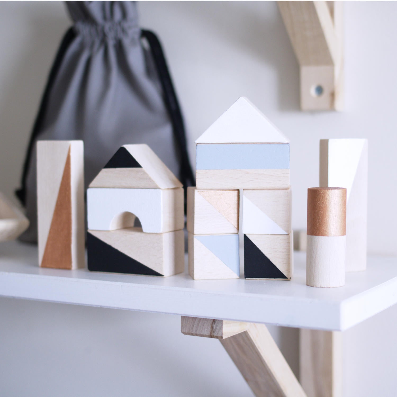 Wooden building blocks - Copper & Monochrome - Happy Little Folks