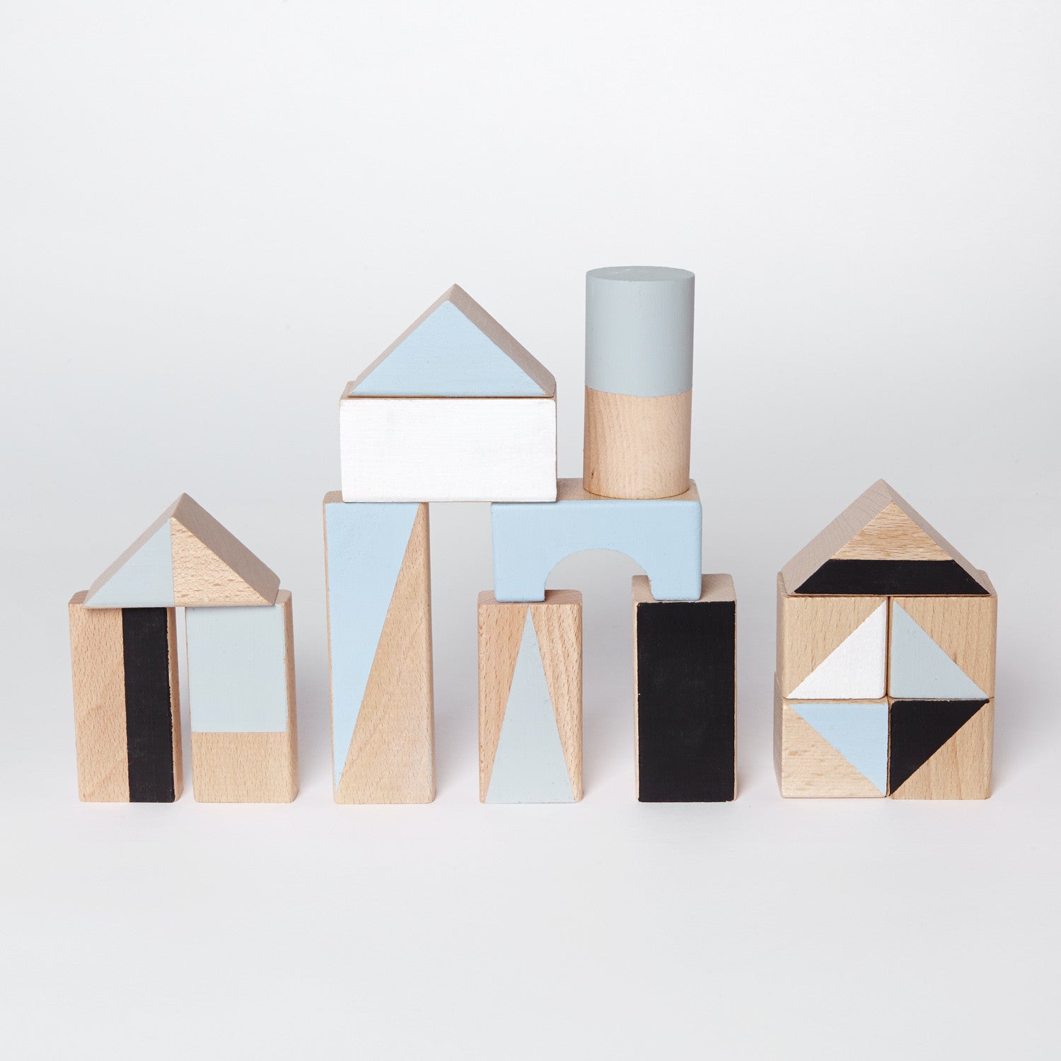 Wooden building blocks - Winter colours - Happy Little Folks