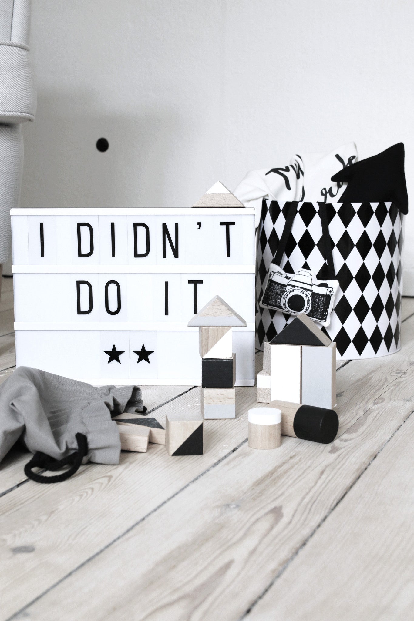 Wooden building blocks - Monochrome - Happy Little Folks