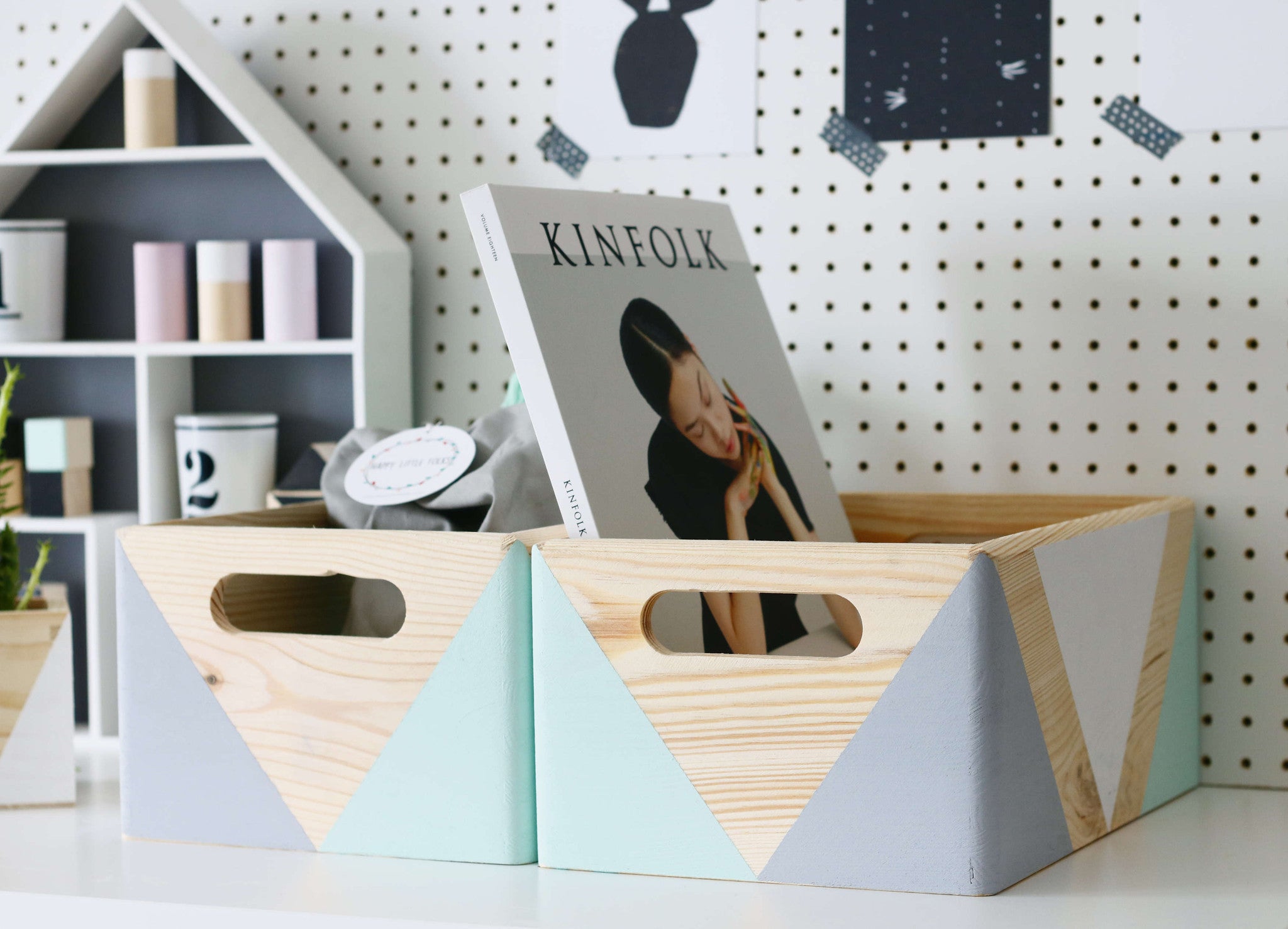 Geometric wooden box with handles - Happy Little Folks