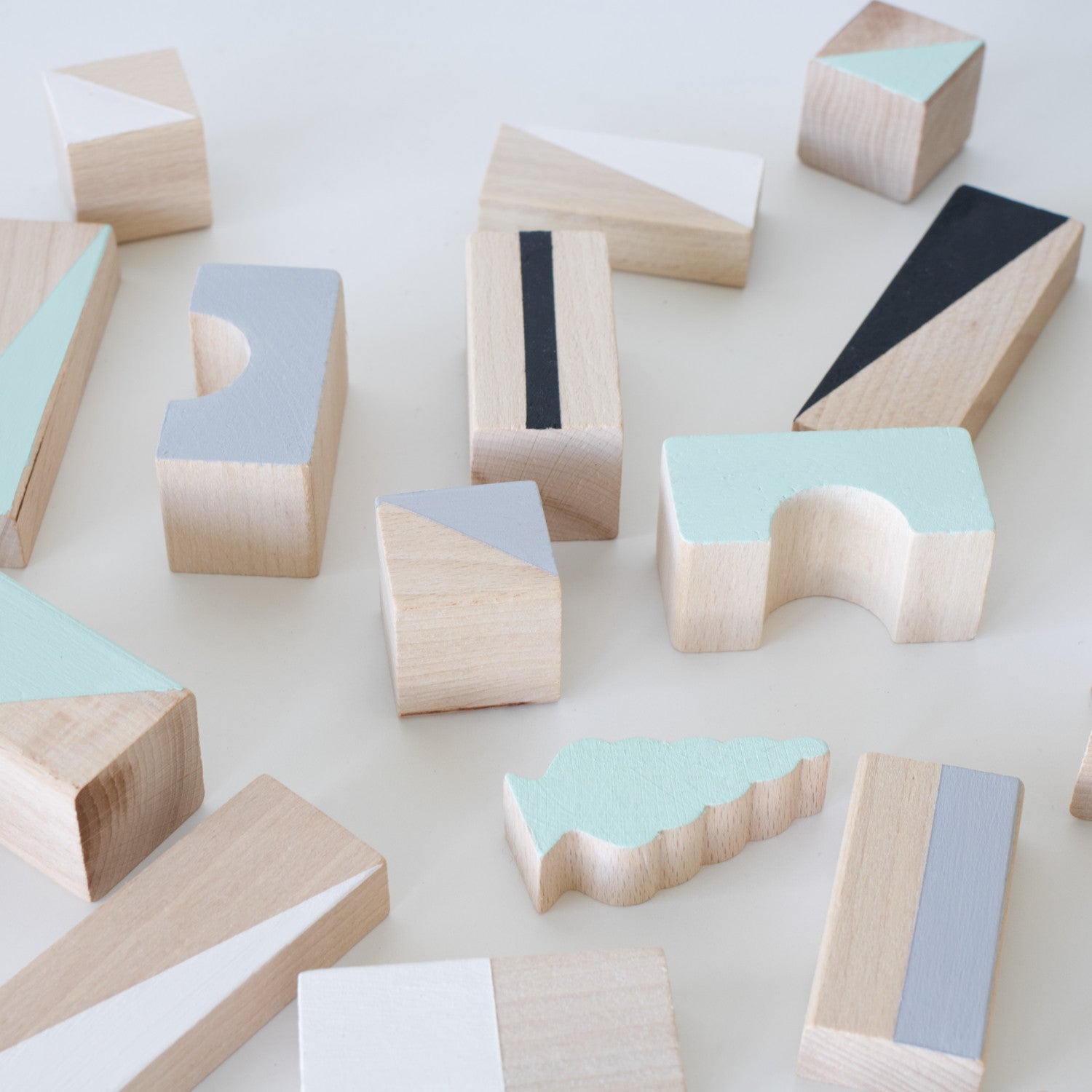 Wooden building blocks - Mint & monochrome - Happy Little Folks