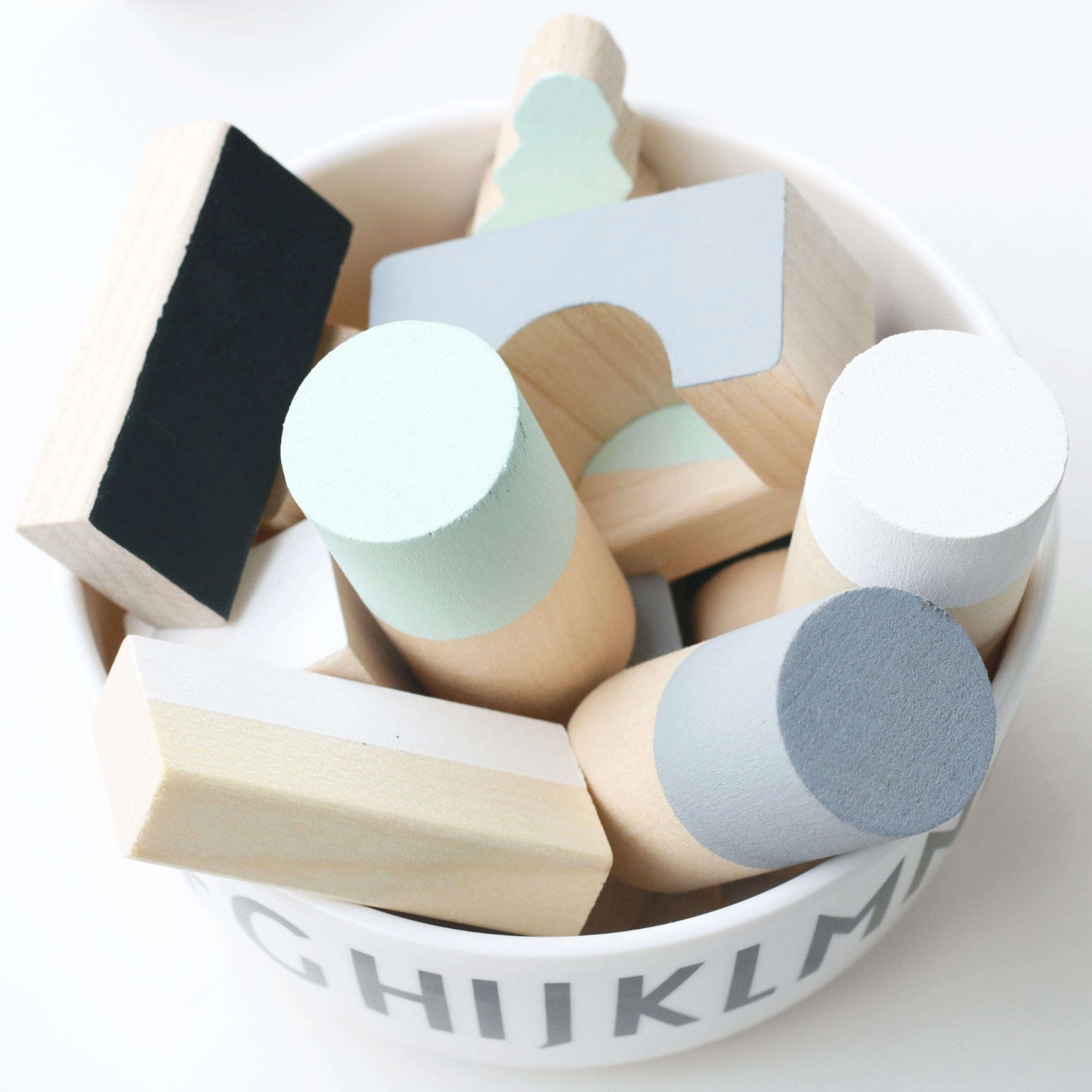 Wooden building blocks - Mint & monochrome - Happy Little Folks