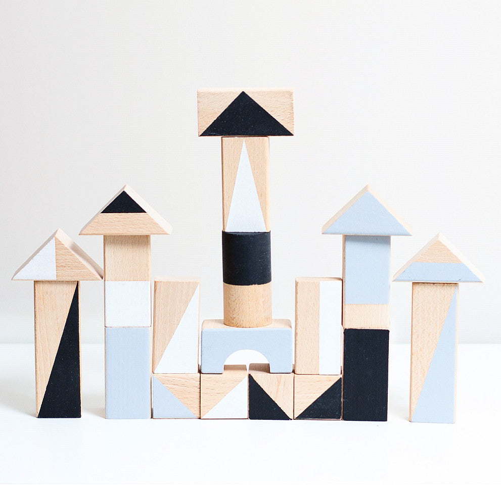 Wooden building blocks - Monochrome - Happy Little Folks