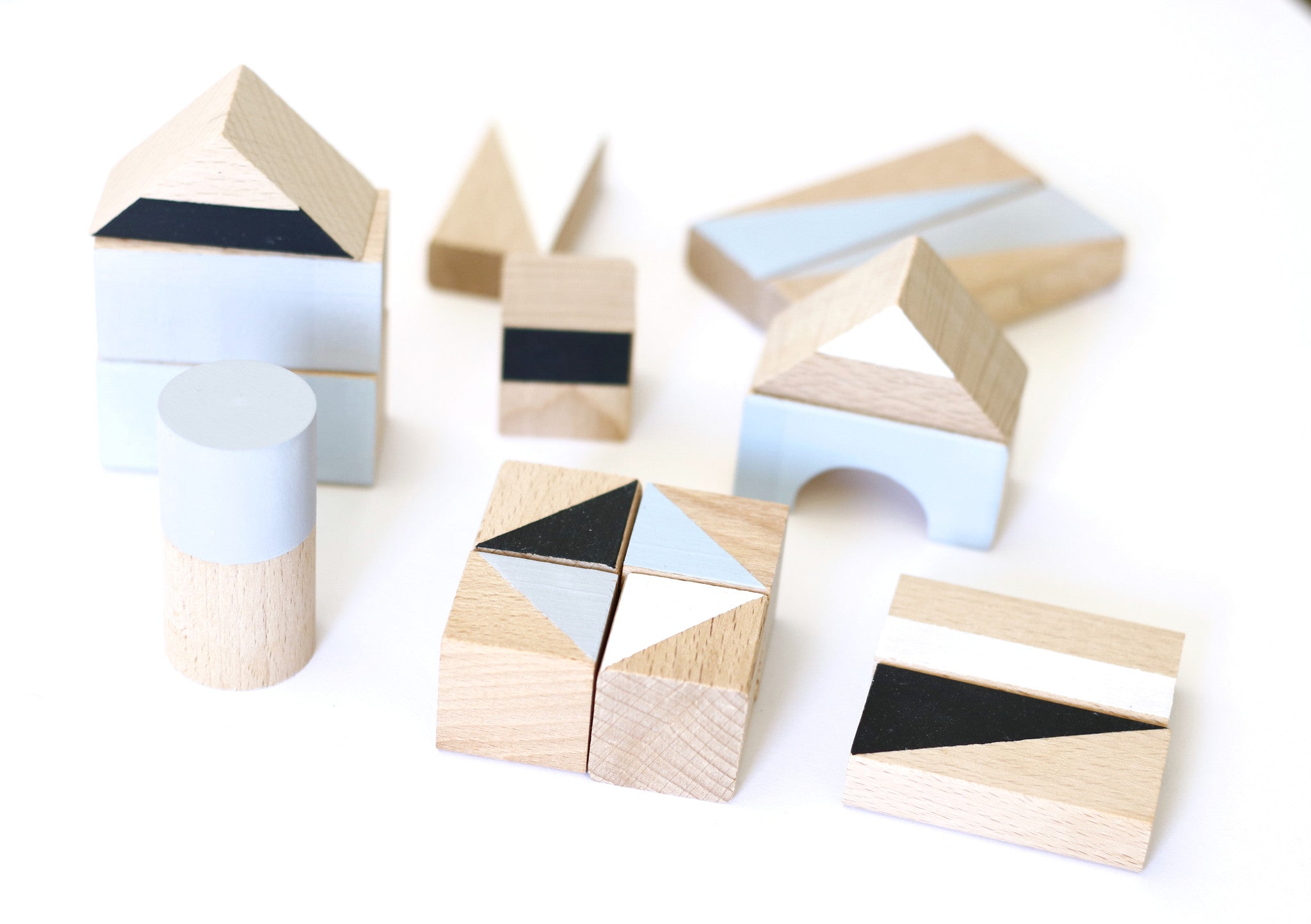 Wooden building blocks - Winter colours - Happy Little Folks