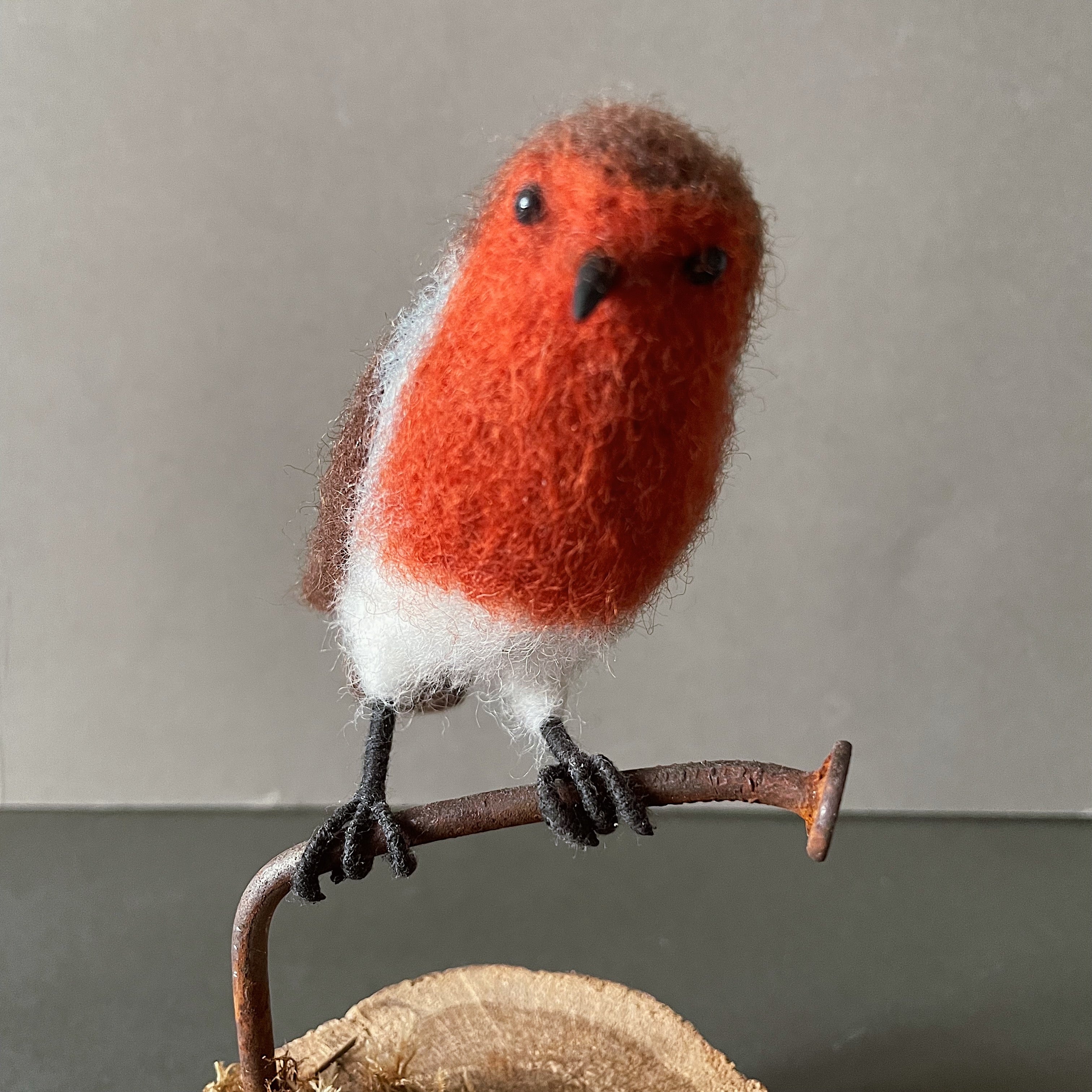 Needle felted life size newest robin sculpture - handmade, plant dyed, eco friendly, zero waste, bird art, wildlife art, needle felt