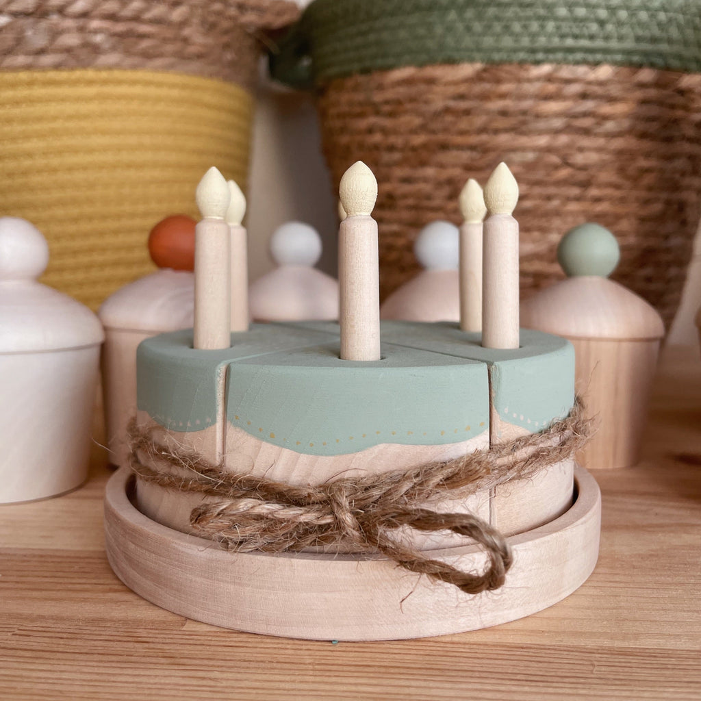 Wooden handmade birthday cake toy 