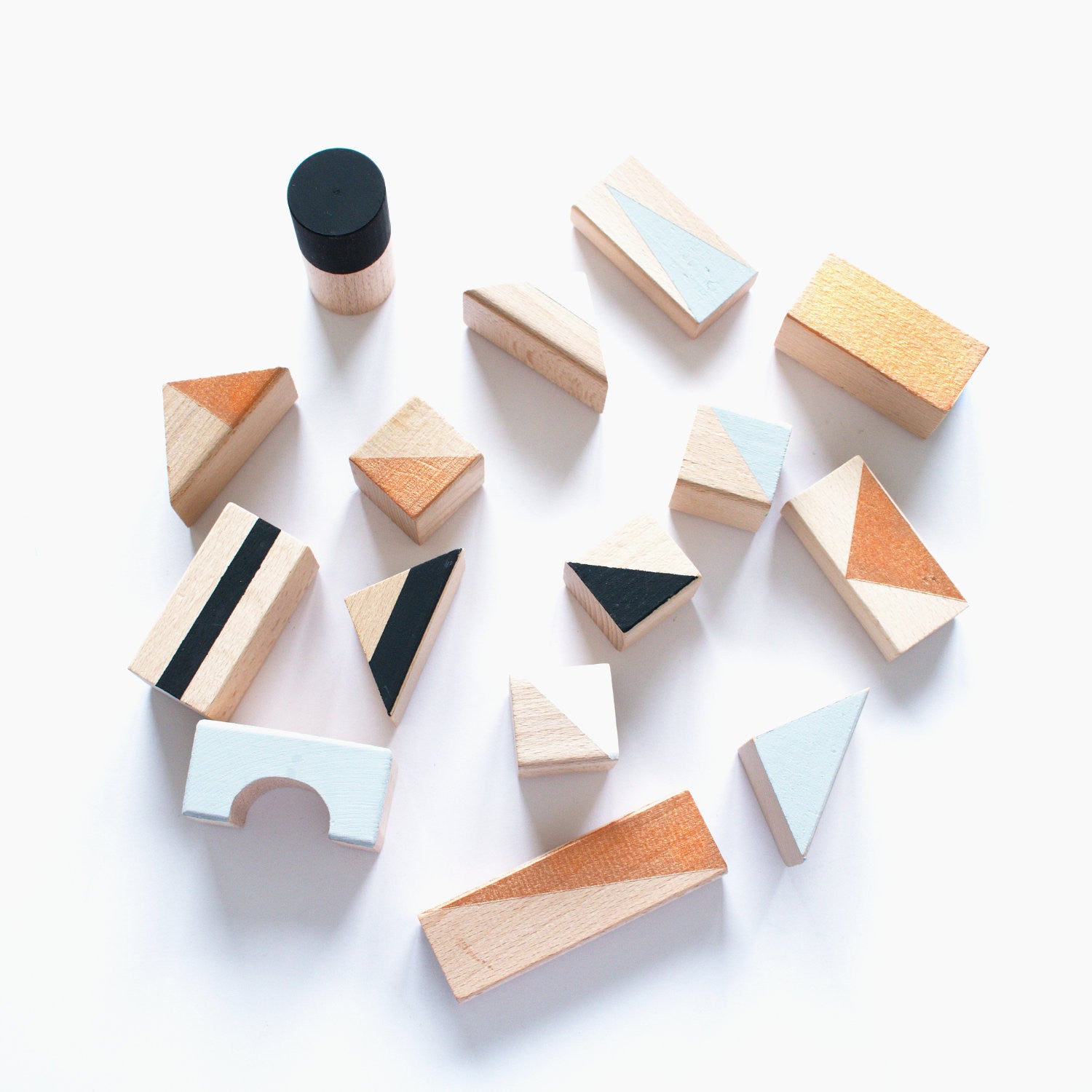 Wooden building blocks - Copper & Monochrome - Happy Little Folks