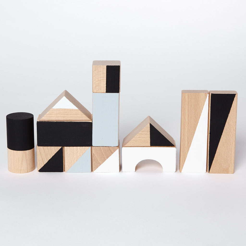 Wooden building blocks - Monochrome - Happy Little Folks