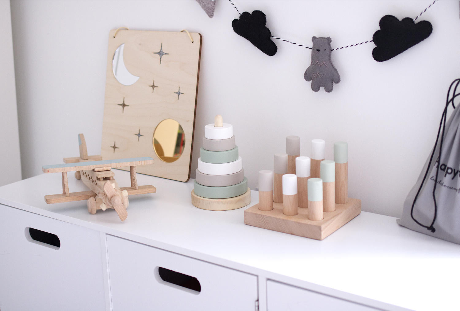 Wooden stacking pyramid - Custom colour choice - Happy Little Folks