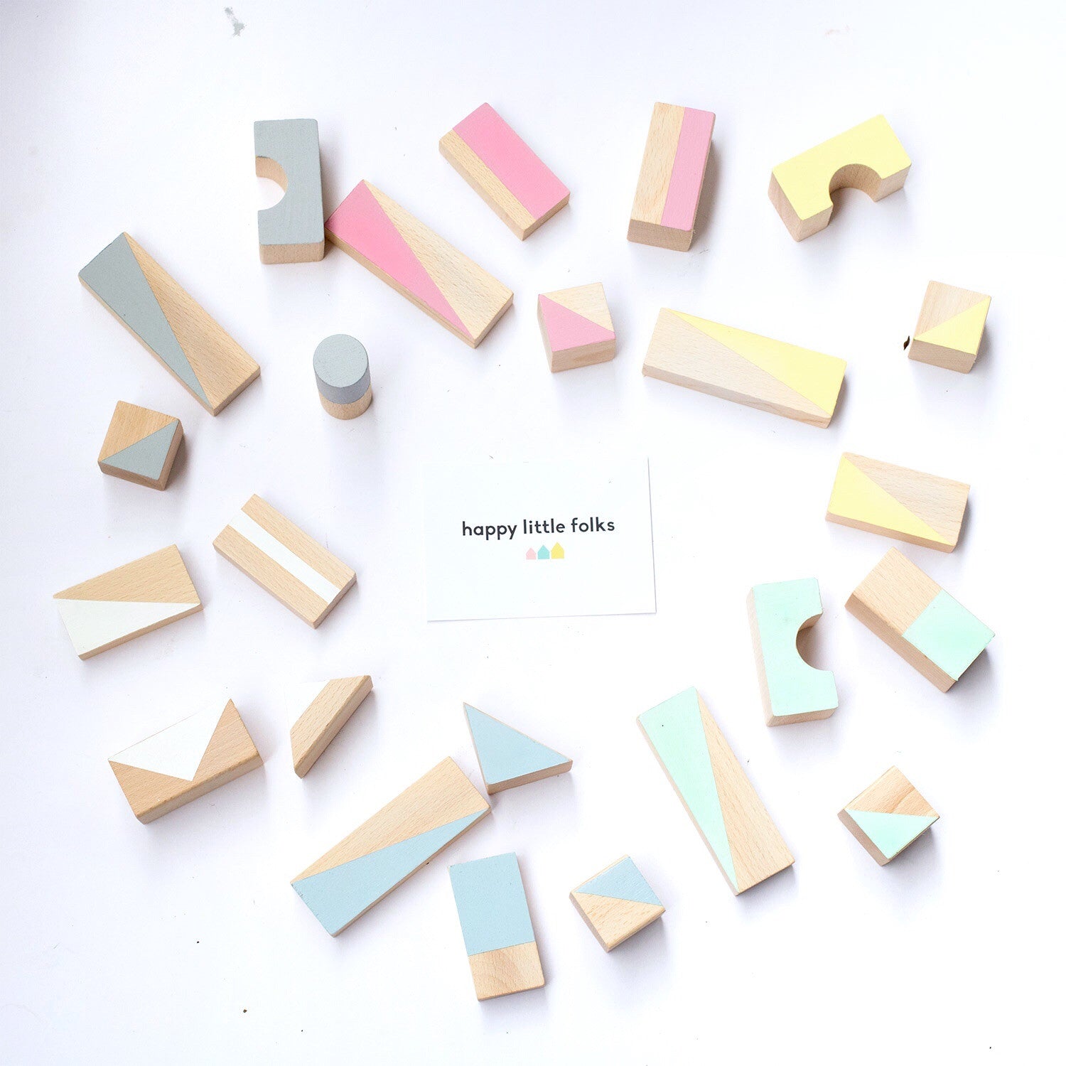 Wooden building blocks - Summer colours - Happy Little Folks
