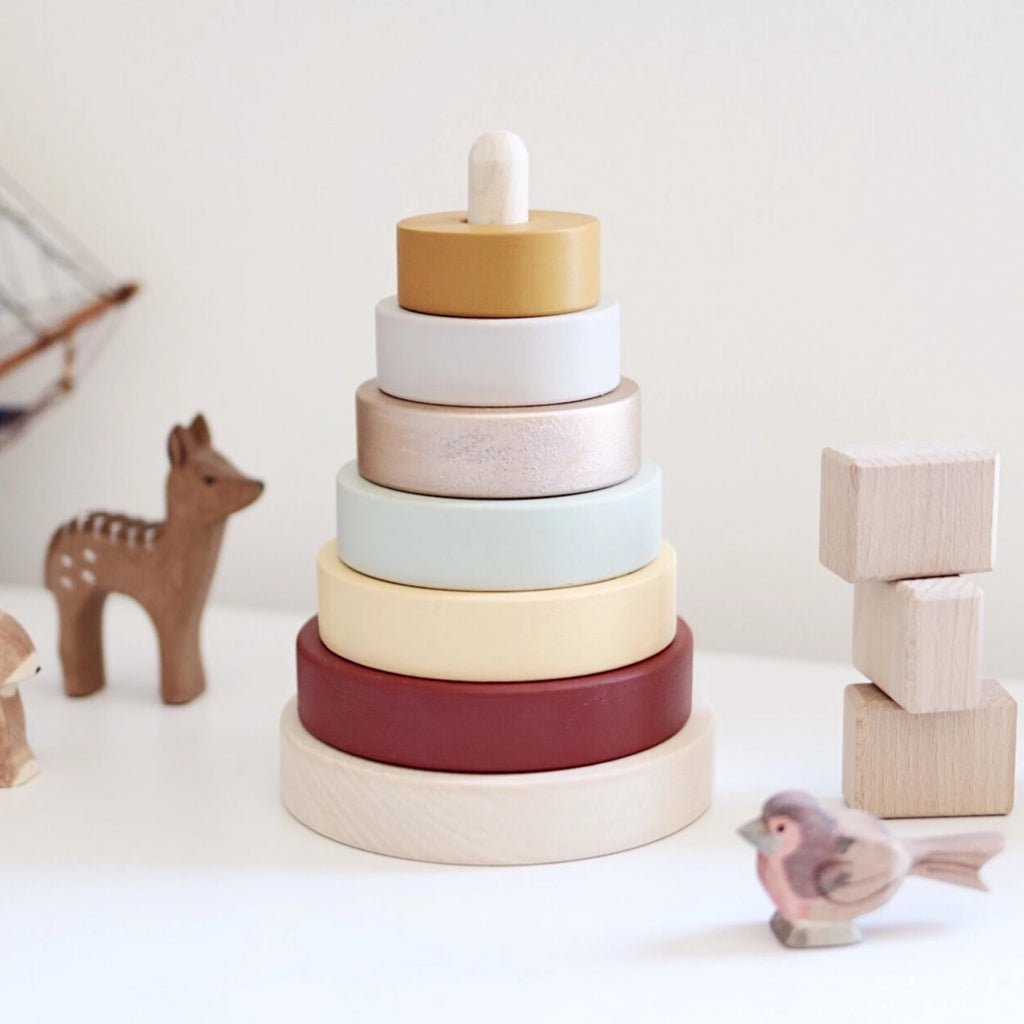 Wooden stacking pyramid - Custom colour choice - Happy Little Folks