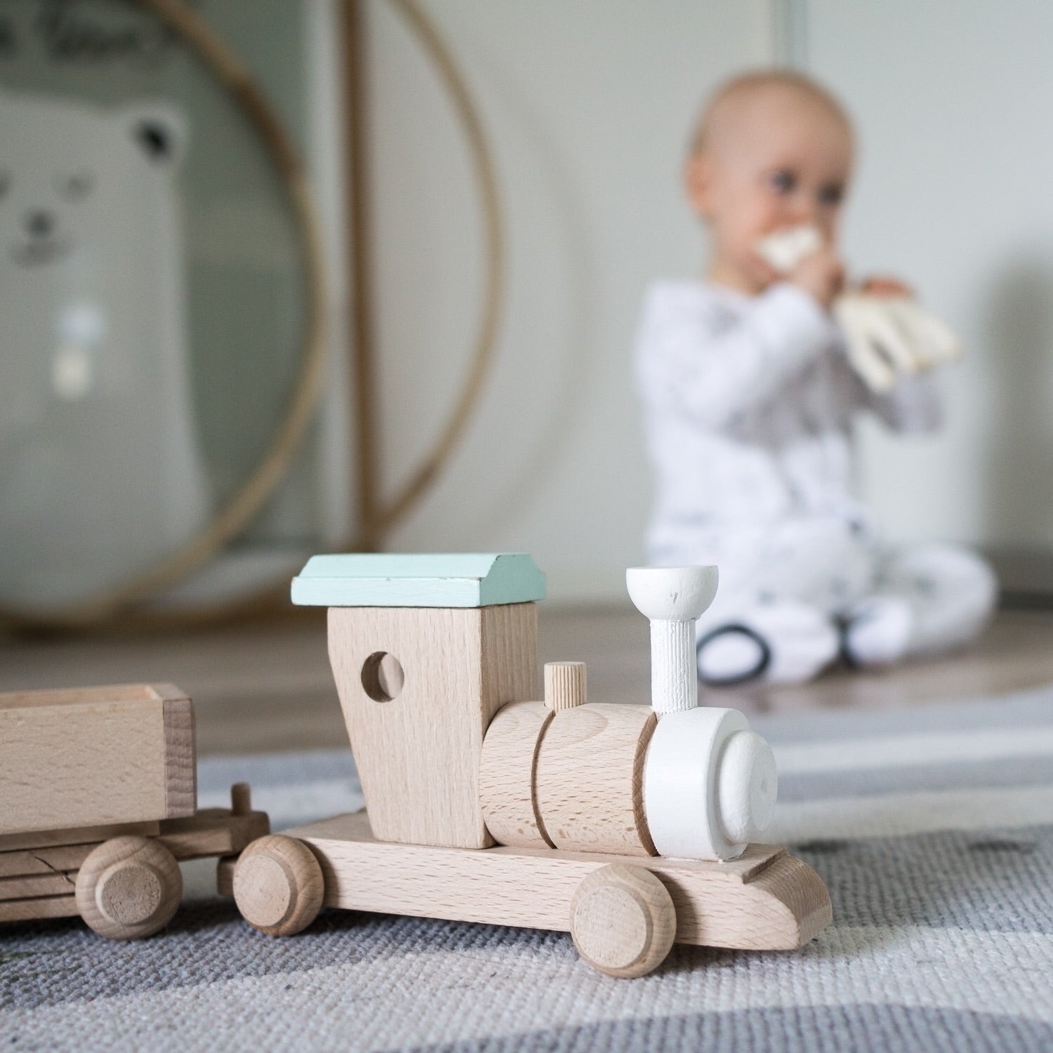 Wooden best sale train baby