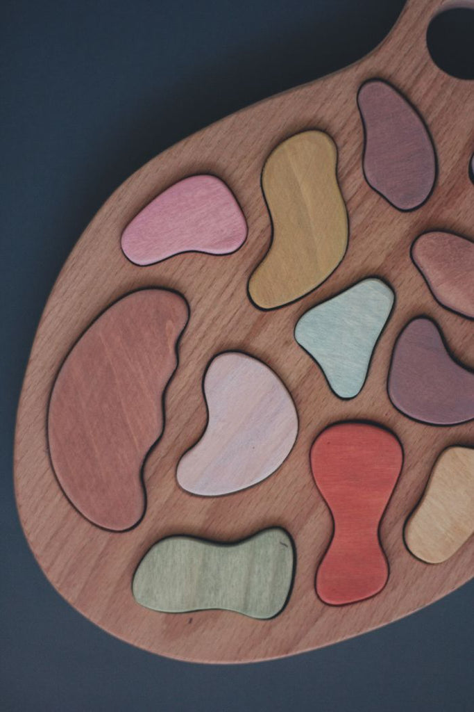 Wooden Artist Palette Puzzle - Happy Little Folks