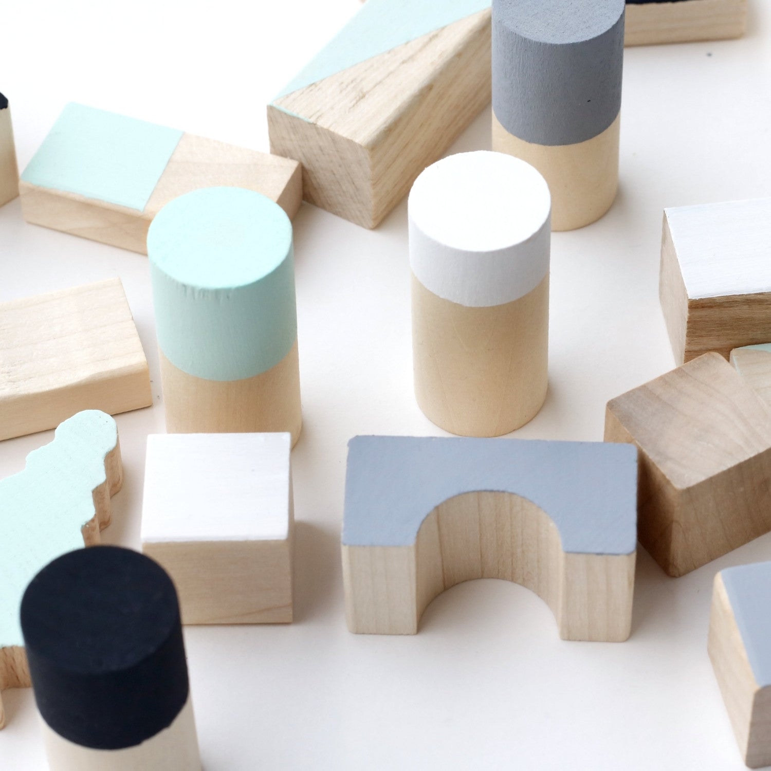 Wooden building blocks - Mint & monochrome - Happy Little Folks